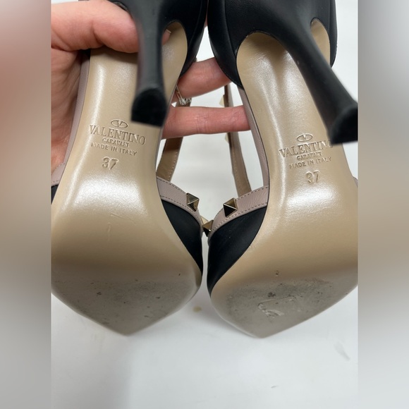 Valentino Garavani Rockstud Cross Strap D'Orsay 105mm Pump Black Leather size 37 - Picture 6 of 6